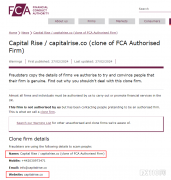 英国FCA警告：远离这家克隆平台Capital R