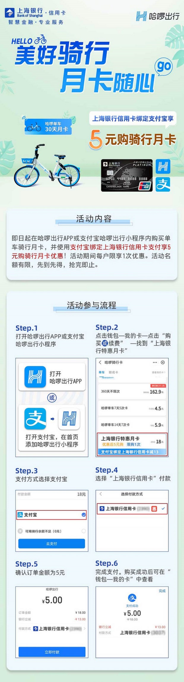 2021年5月9日上海银行信用卡优惠活动推荐